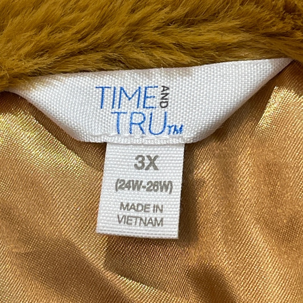 TIME AND TRU Luxurious Faux Fur Coat in BROWNISH GOLD WOMENS SIZE 3X - Picture 9 of 10